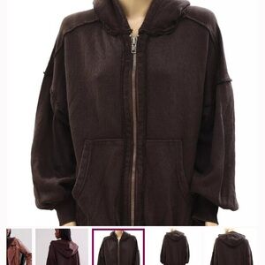 Free People Lucky Zip Up Hoody Oversized